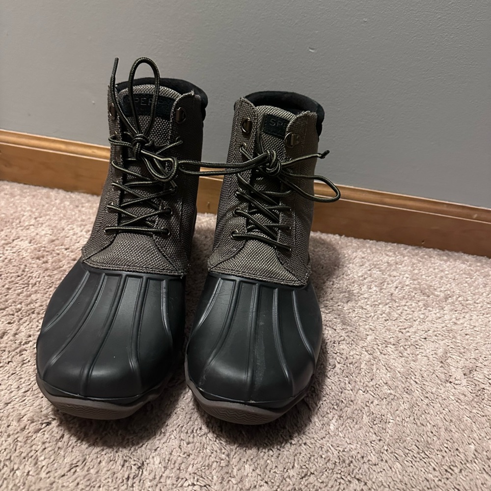 Sperry Men's Black and Dark Brown Rain Boots men size 12